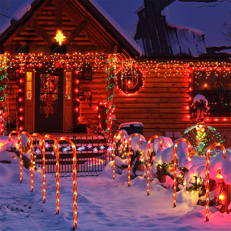 Solar Candy Cane Christmas Decorations