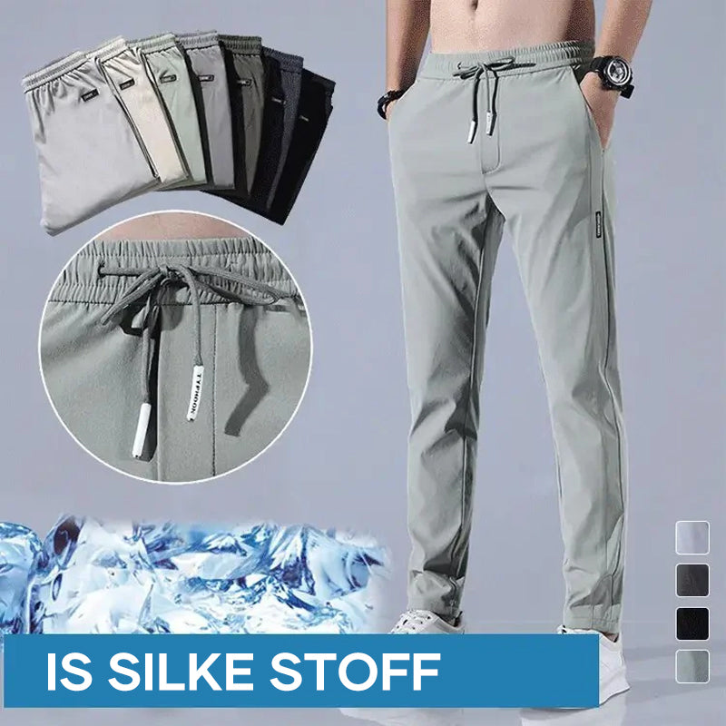 Casual bukser i issilke for menn
