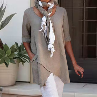 Uformell ensfarget topp for kvinner