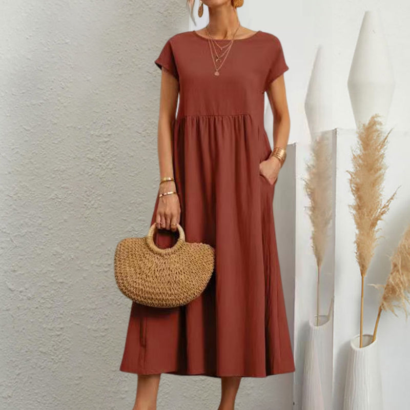 Sleeveless loose cotton linen dress