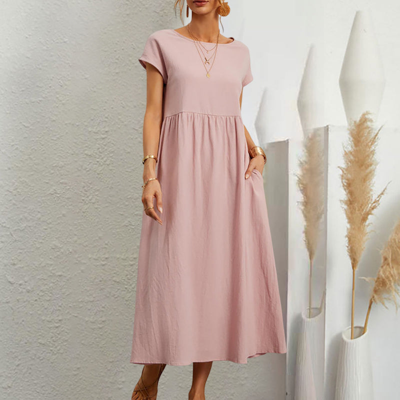 Sleeveless loose cotton linen dress