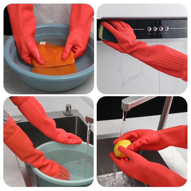 Thickened and Lengthened Latex Dishwashing Gloves