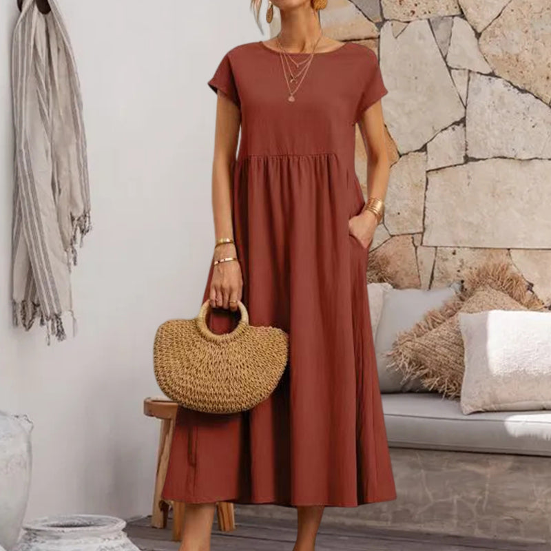 Sleeveless loose cotton linen dress