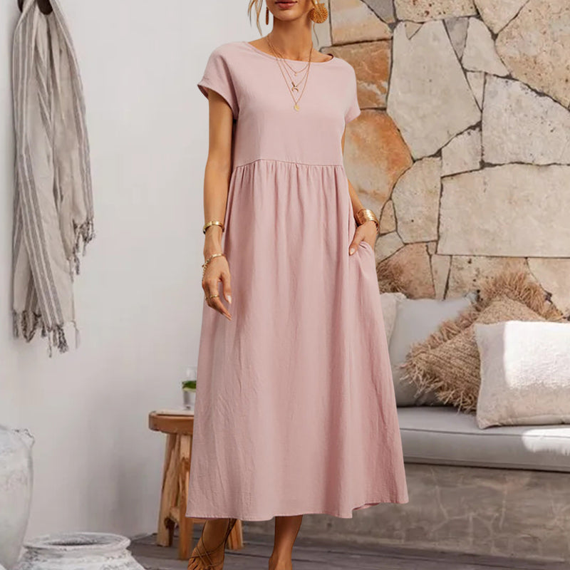 Sleeveless loose cotton linen dress