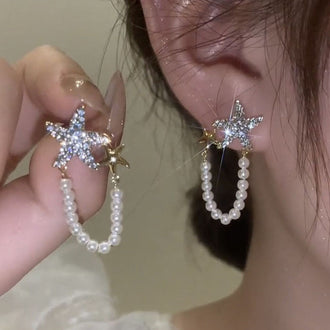 Diamond Starfish perle øredobber