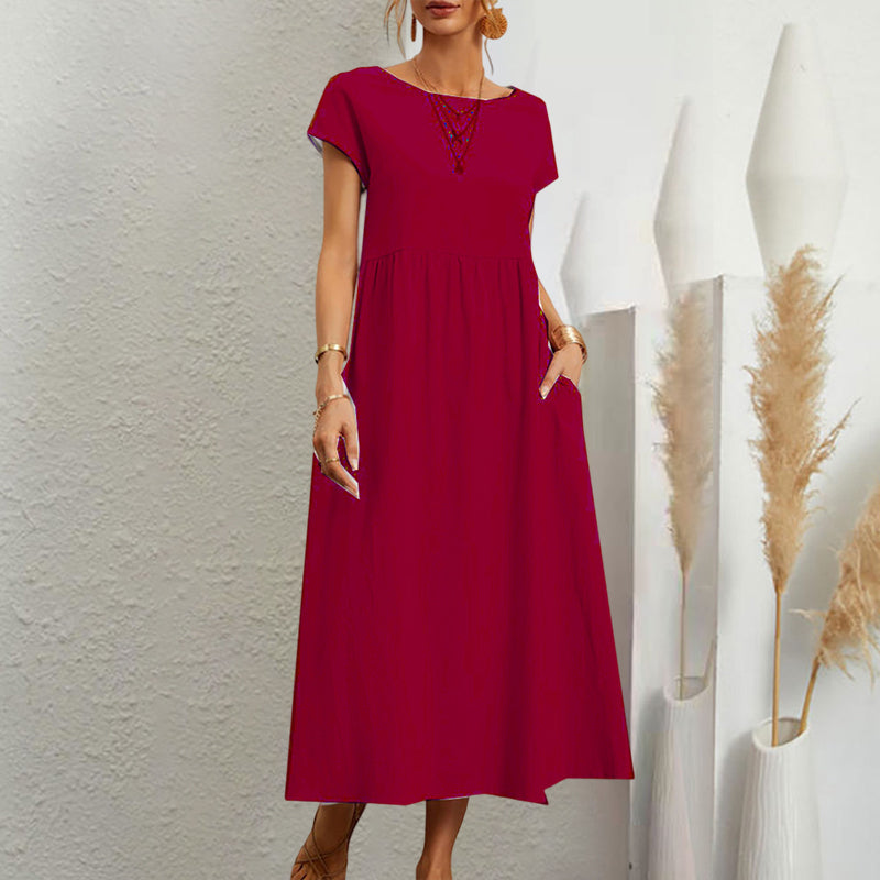 Sleeveless loose cotton linen dress