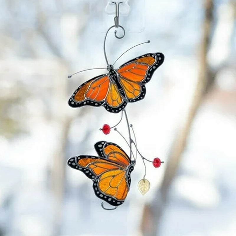 Farget Monarch Butterfly Glass Vindu Dekor