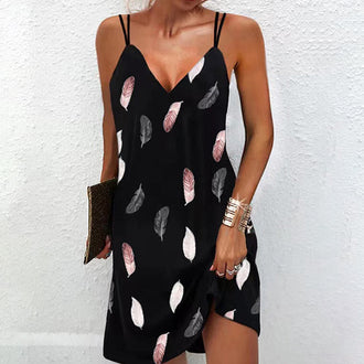 V-hals cami kjole med doble stropper