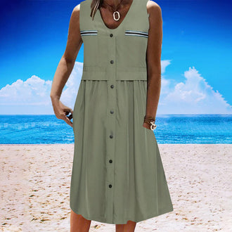 Grønn tank-kjole med knapper