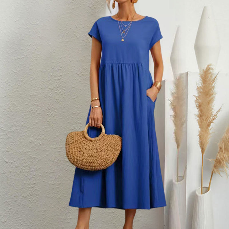 Sleeveless loose cotton linen dress