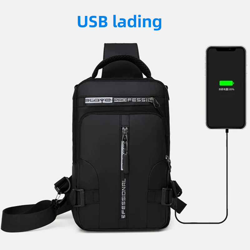 Multifunksjonell brystveske med usb-ladeport