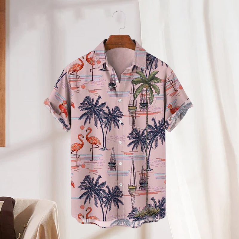 Flamingo skjorte med tropisk trykk