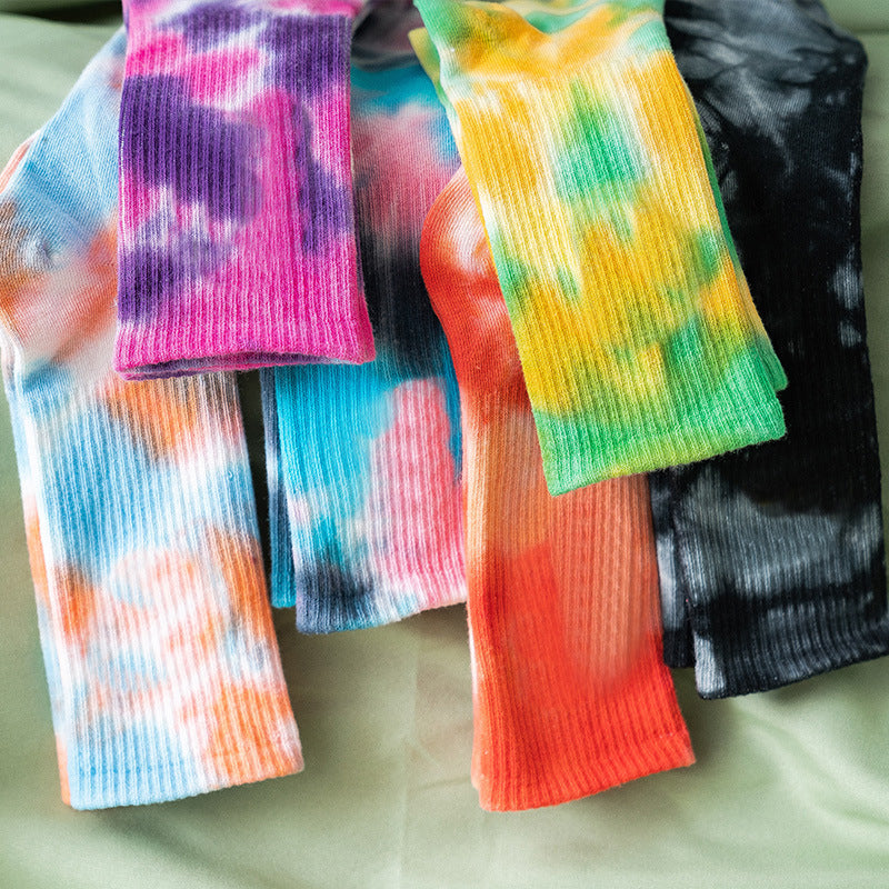 Flerfargede rørfarvede sokker