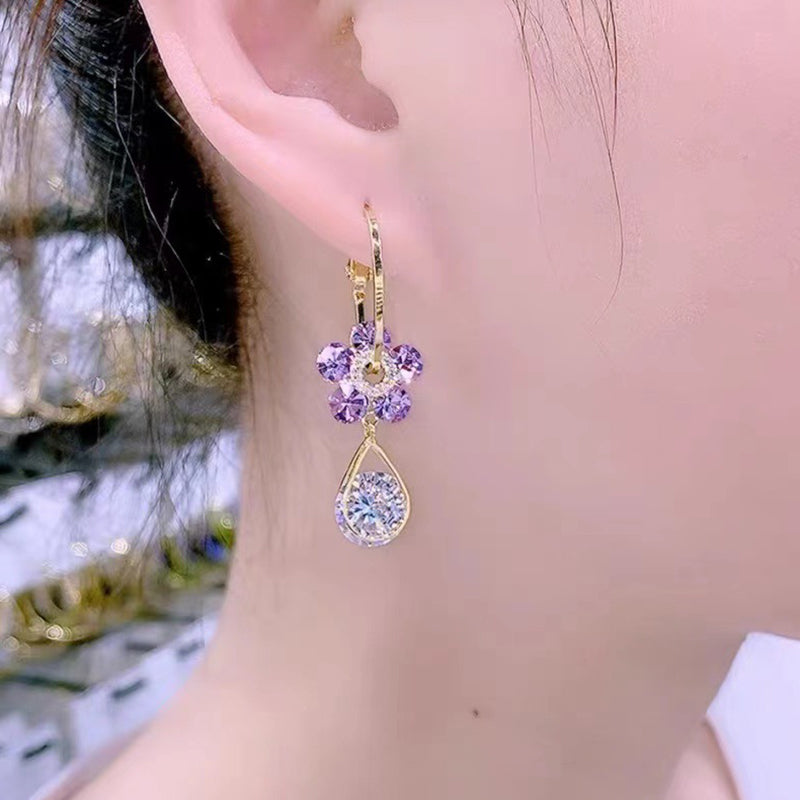 Simple Zircon Flower Earrings