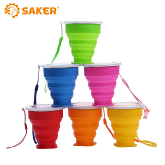 Saker Silikon Folding Camping Cup med lokk