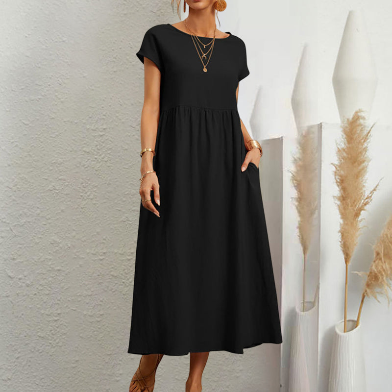 Sleeveless loose cotton linen dress