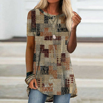 Kortermet T-skjorte med trykk