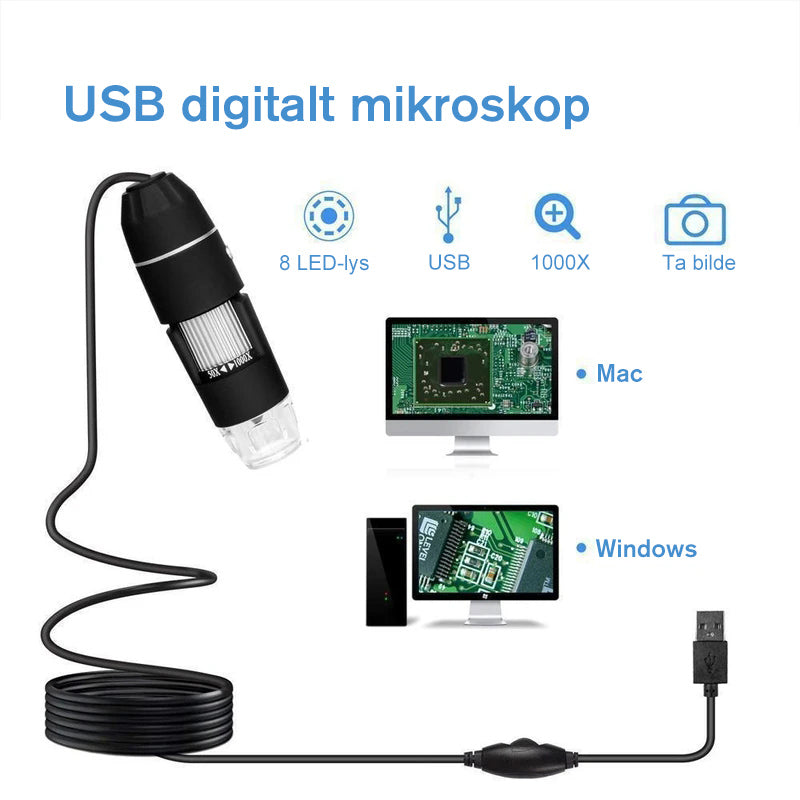 USB digitalt mikroskop ledet pc-tilkoblingsbar