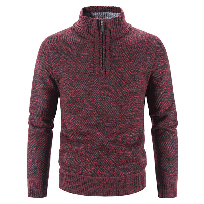 Winter Men's Fleece Sweater Half Turtleneck Knitted Sweaters