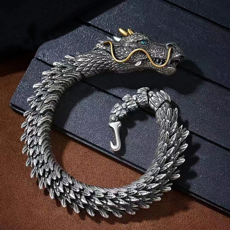 Sølv håndlaget Dragon Chain Armbånd
