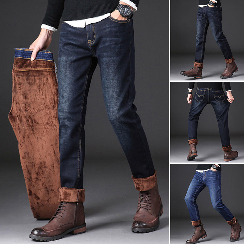 Male Loose Stretchy Denim Straight Pants