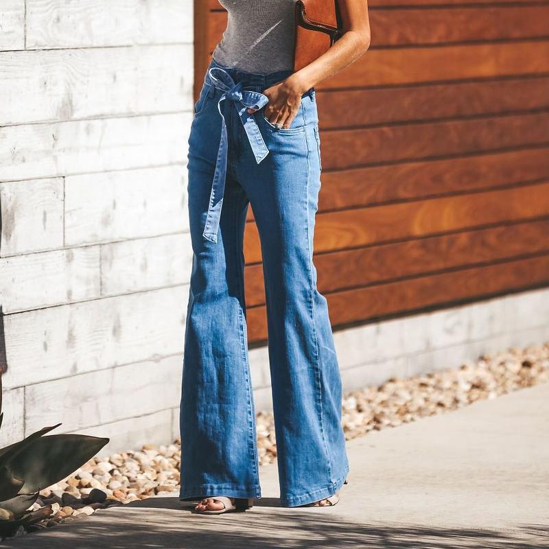 Jeans med høy midje og brede ben