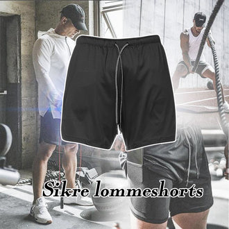2-i-1 shorts med sikre lommer