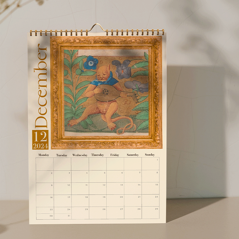 Rare middelalderkatter-kalender 2024