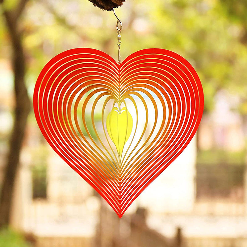 Roterende vindspinner med hjerte-design i rustfritt stål