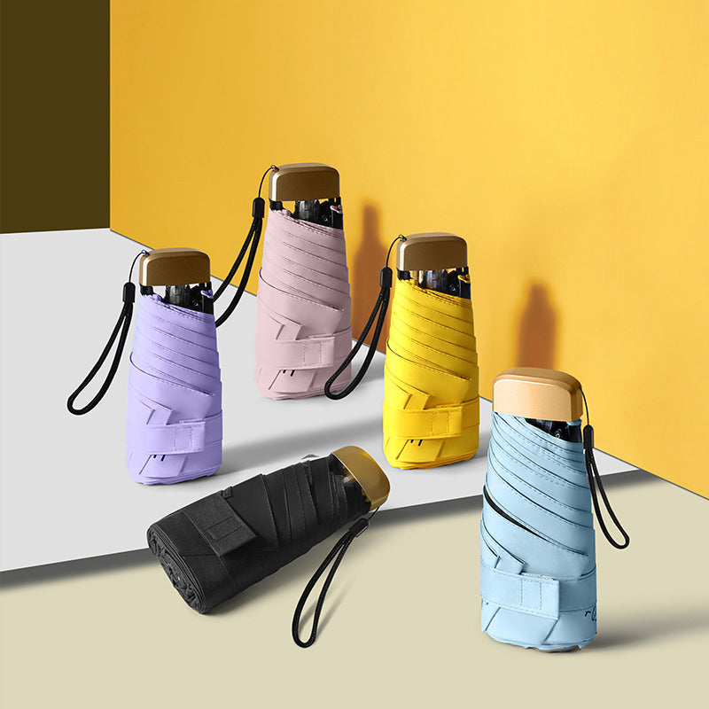 Mini Satchel Card Six-fold Umbrella