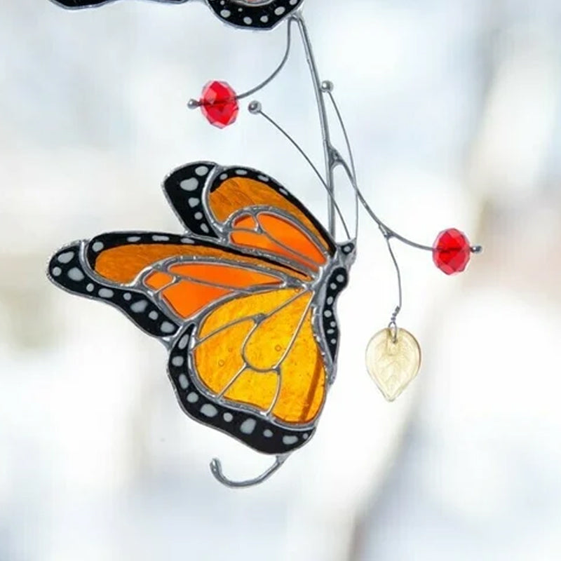 Farget Monarch Butterfly Glass Vindu Dekor