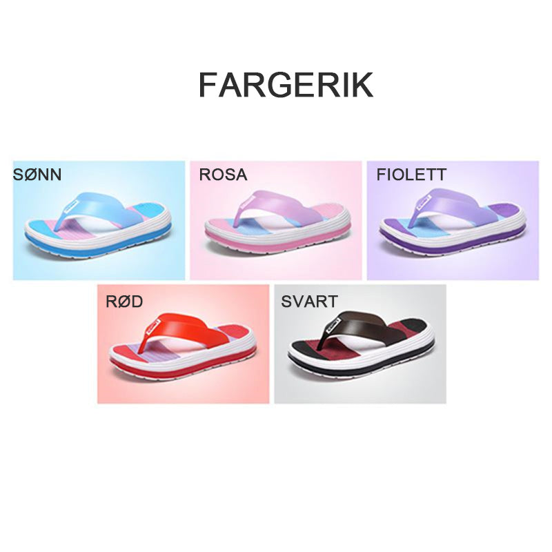 Myke regnbue flip-flop sandaler for kvinner