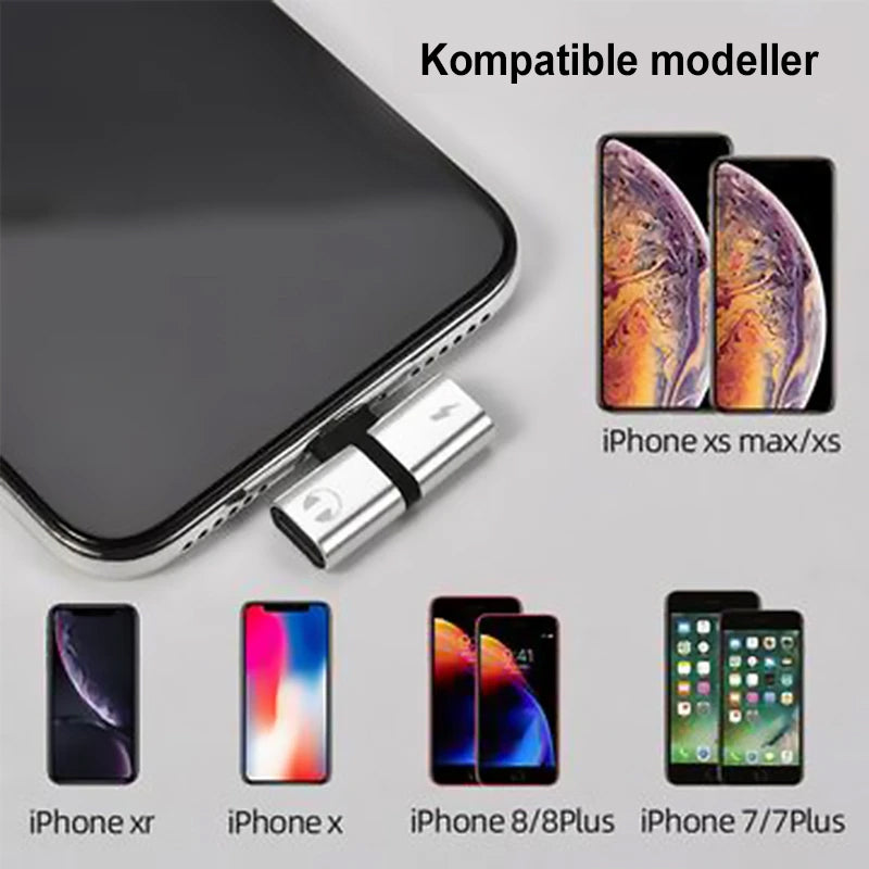 2-i-1 hodetelefonadapter for iPhone