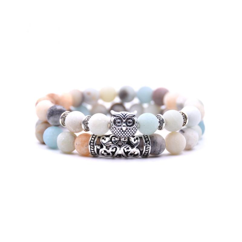 Ugle sjarm naturstein armbånd