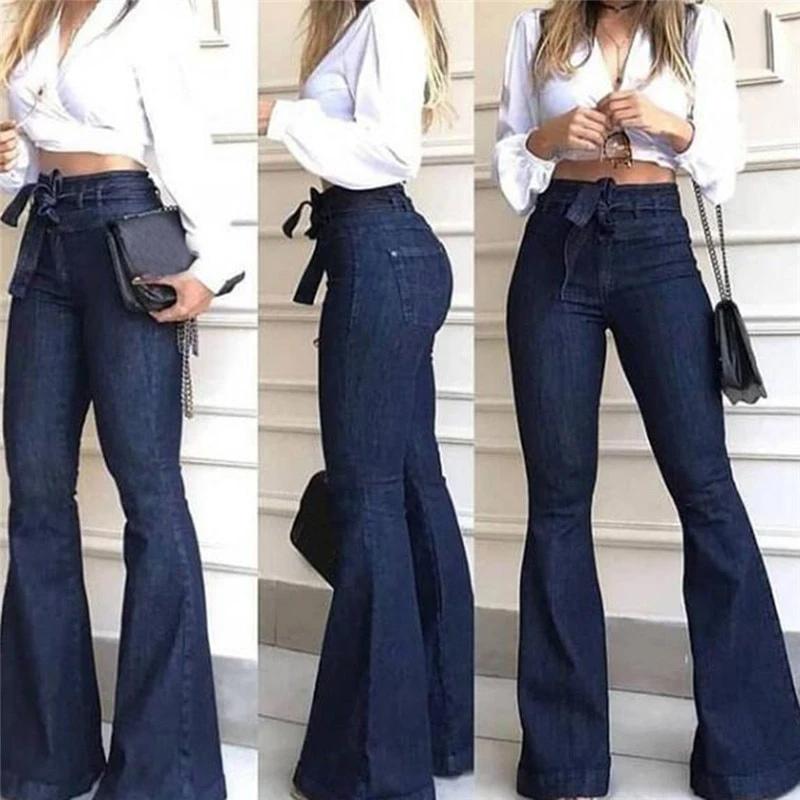 Jeans med høy midje og brede ben