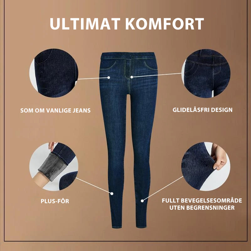 Leggings i Fleecefôret Denim