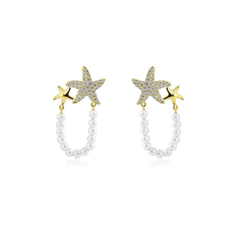 Diamond Starfish perle øredobber