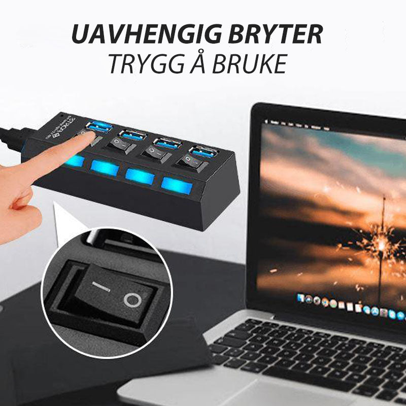 Flere porter høyhastighets USB-hub