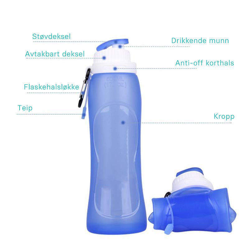 Sammenleggbart Silikon Vann Flaske
