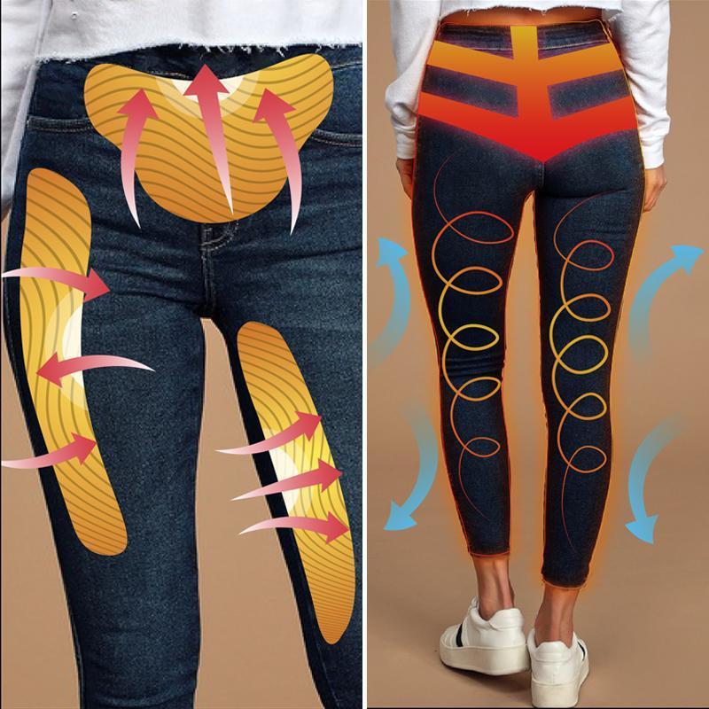 Leggings i Fleecefôret Denim
