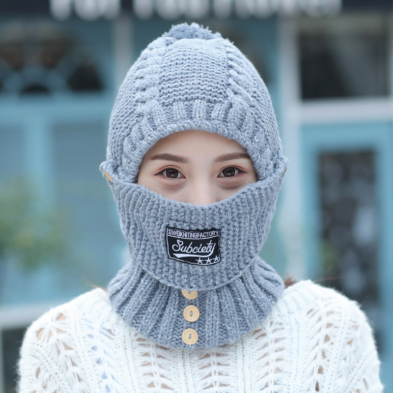 Windproof warm hat with scarf