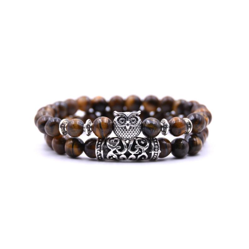 Ugle sjarm naturstein armbånd