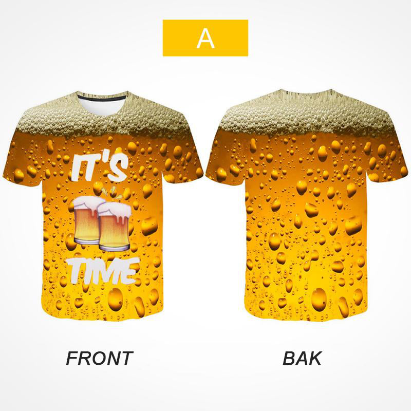 Kortermet T-skjorte med et fasjonabelt 3D-utskrift av ølbobler