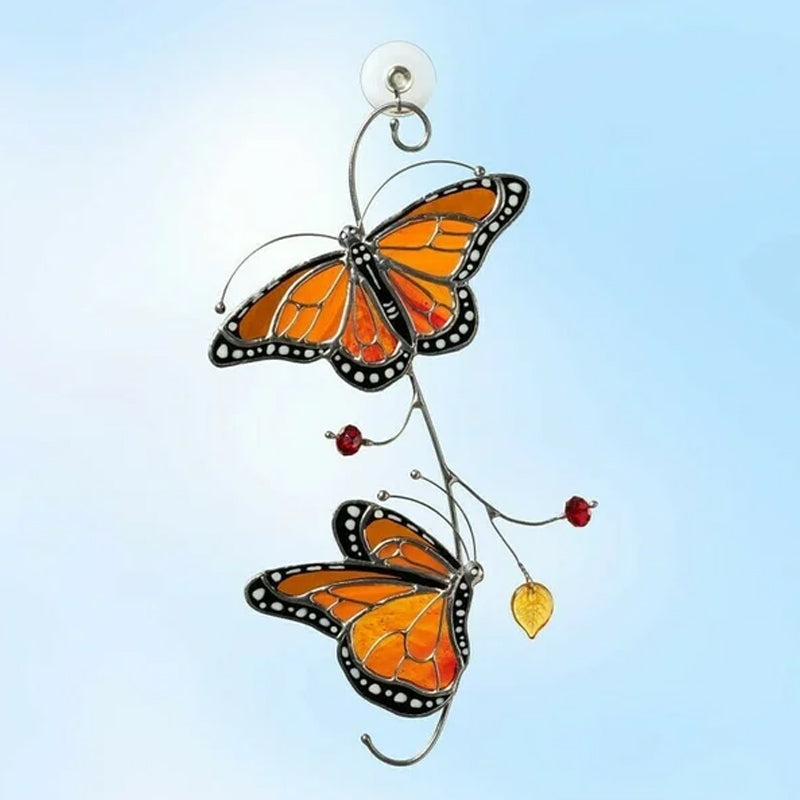 Farget Monarch Butterfly Glass Vindu Dekor