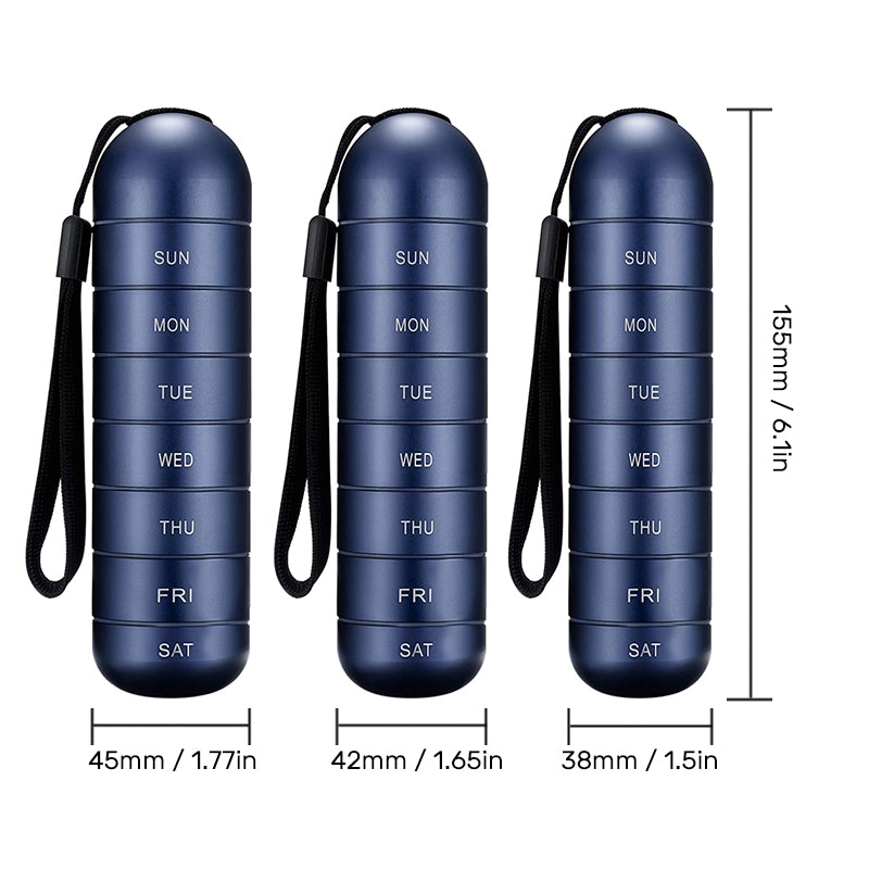 7 dagers bærbart pilleetui for reiser