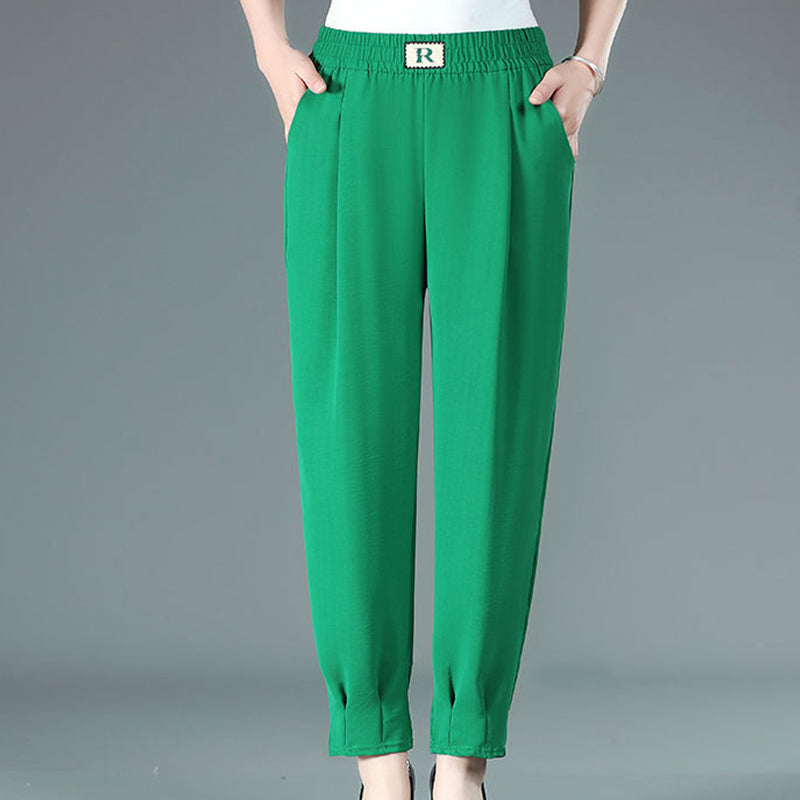 Uformelle bukser med stretchy midje i pluss størrelse for kvinner