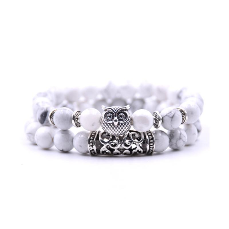 Ugle sjarm naturstein armbånd