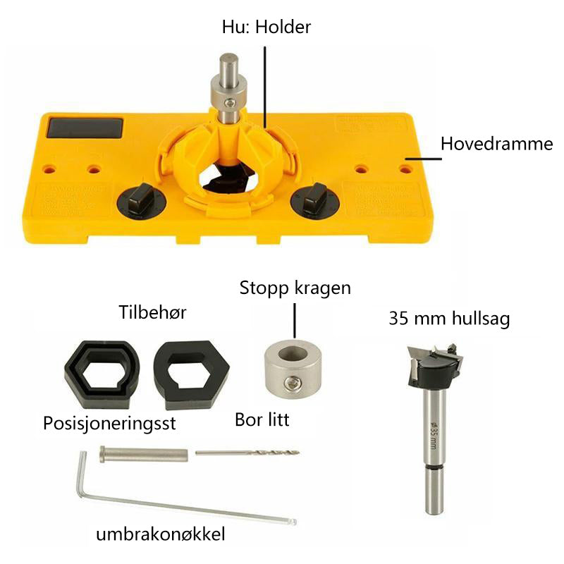 Trebearbeiding 35 mm hengsel hull jig guide