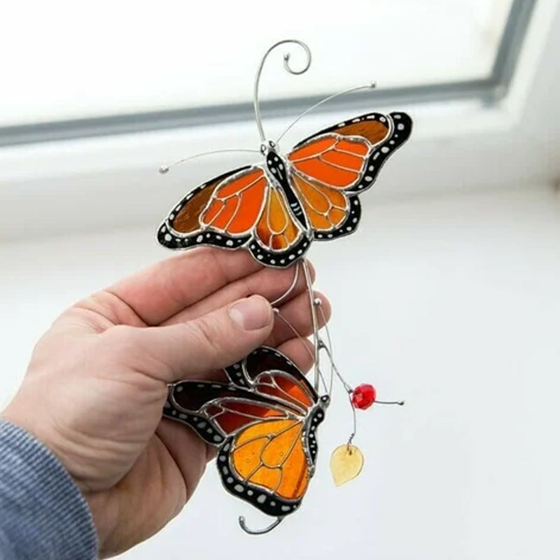 Farget Monarch Butterfly Glass Vindu Dekor