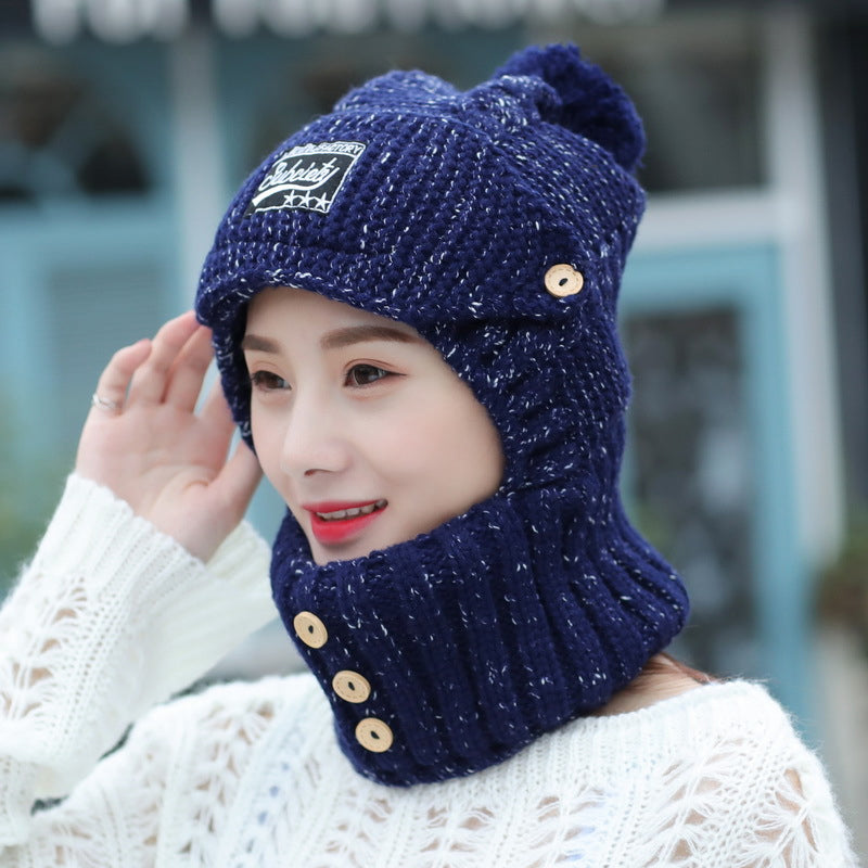 Windproof warm hat with scarf